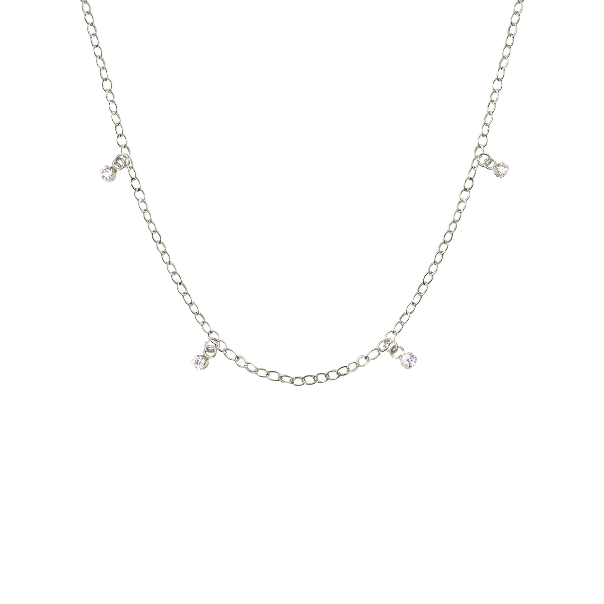 Collana Fancy in Oro Bianco e Zirconi