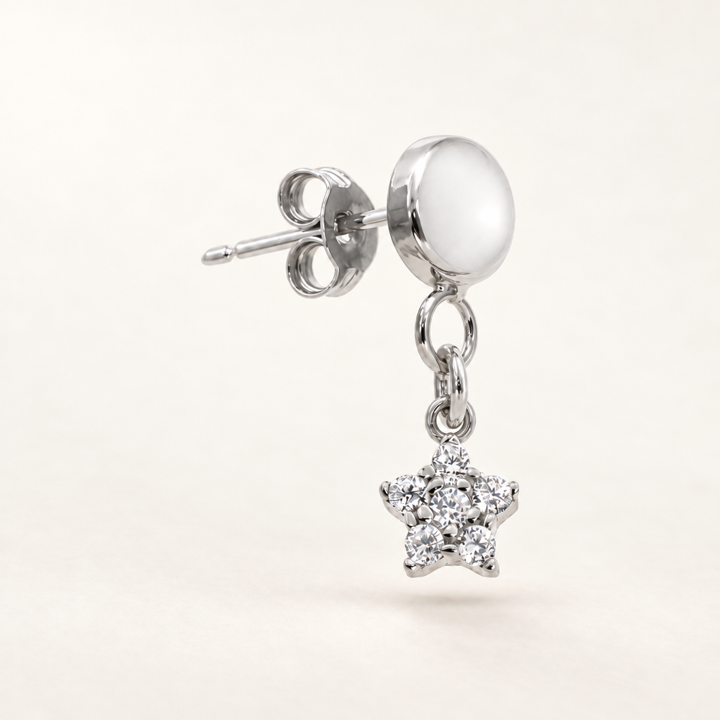 Orecchino Stella in Oro Bianco | Facco Gioielli