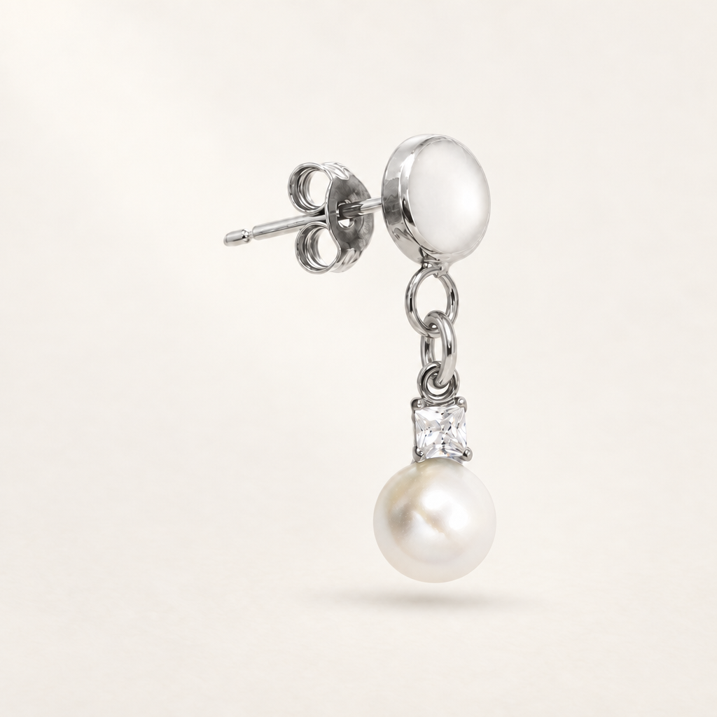 Orecchino Perla in Oro Bianco | Facco Gioielli