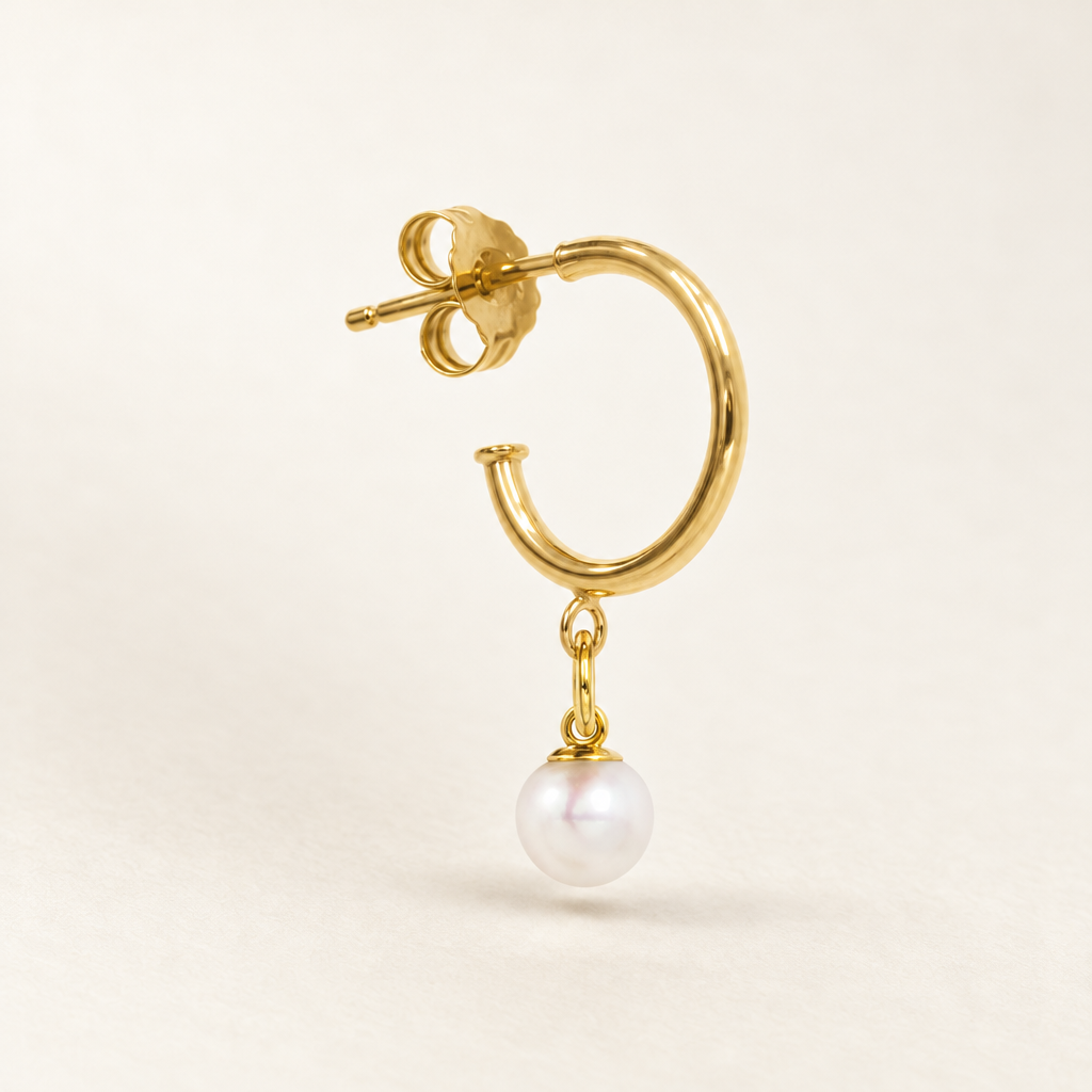 Orecchino Cerchio con Perla in Oro Giallo | Facco Gioielli