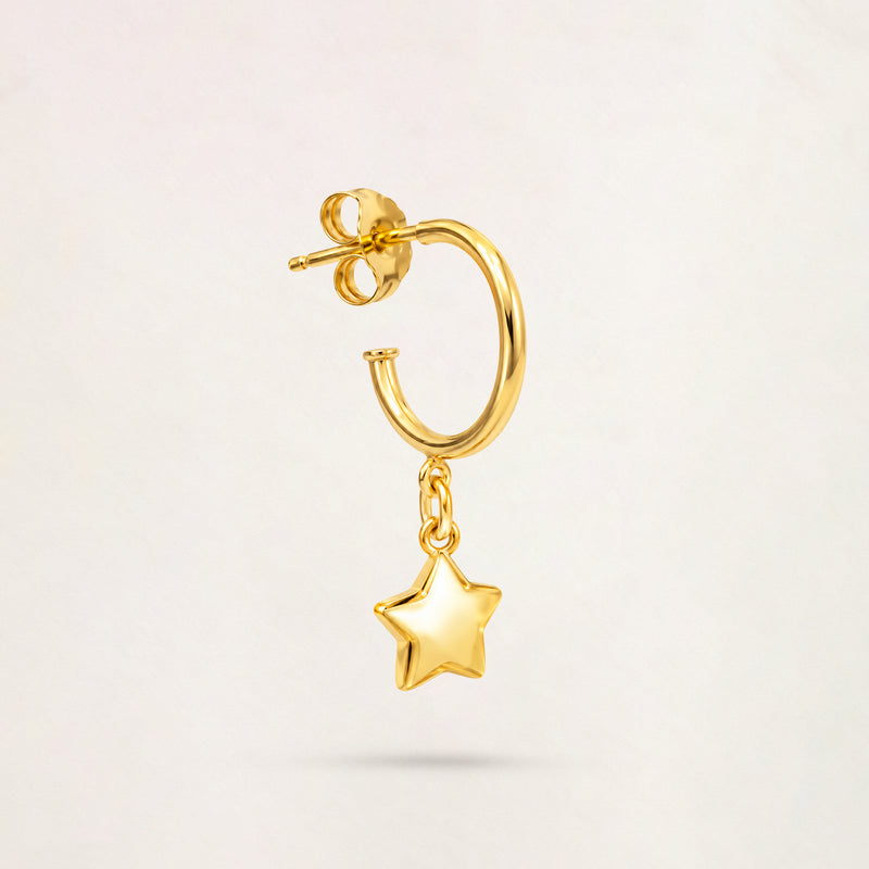 Orecchino Cerchio e Stella in Oro