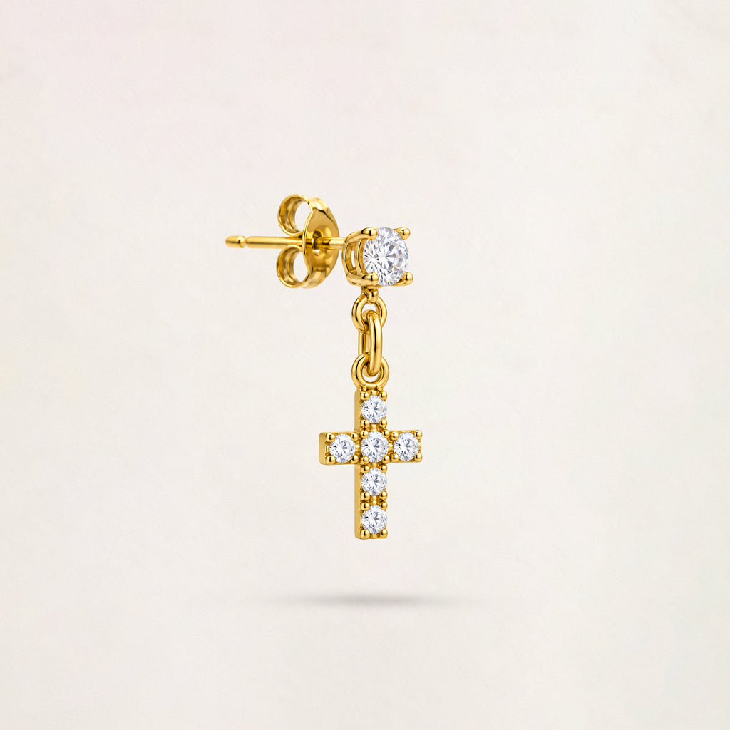 Orecchino Punto Luce e Croce in Oro - Oro Bianco 18 kt | Facco Gioielli