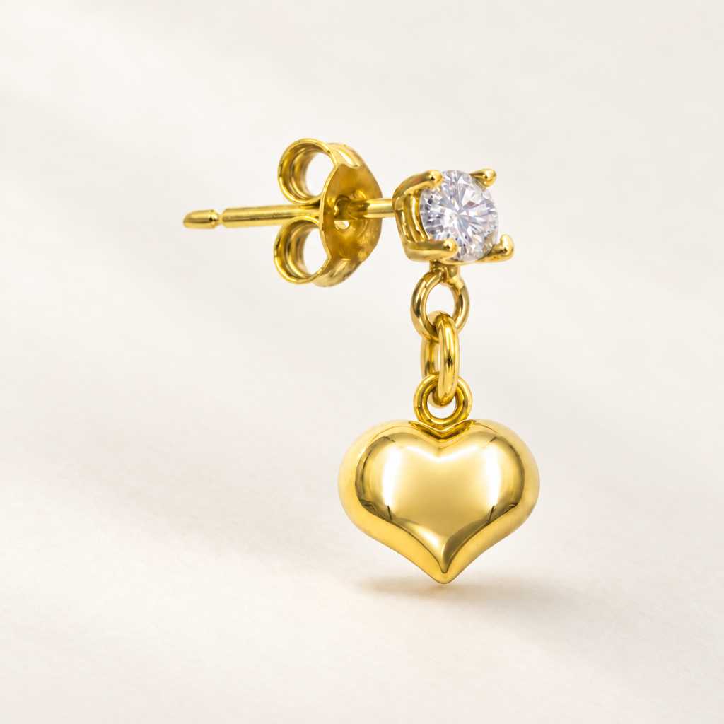 Orecchino Punto Luce con Cuore in Oro Giallo | Facco Gioielli