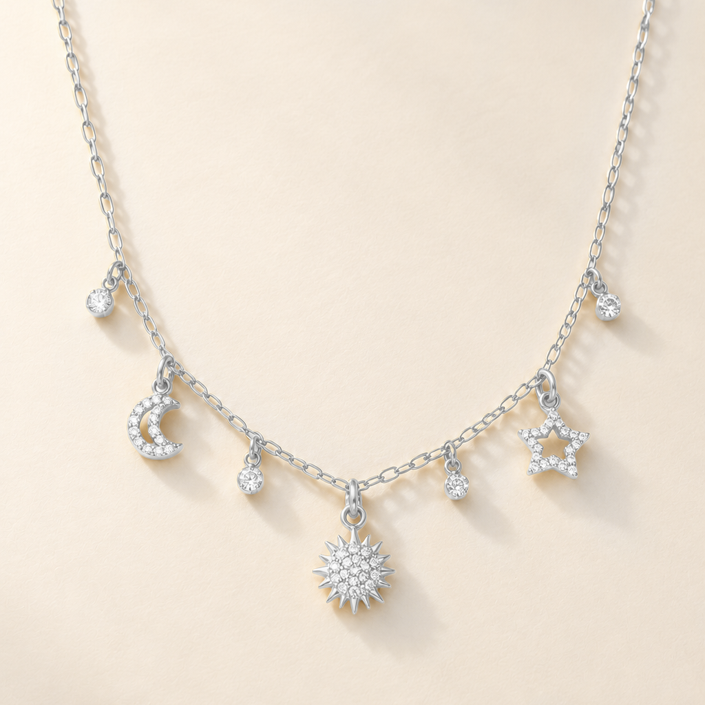 Collar Luna, Sol y Estrella en Oro