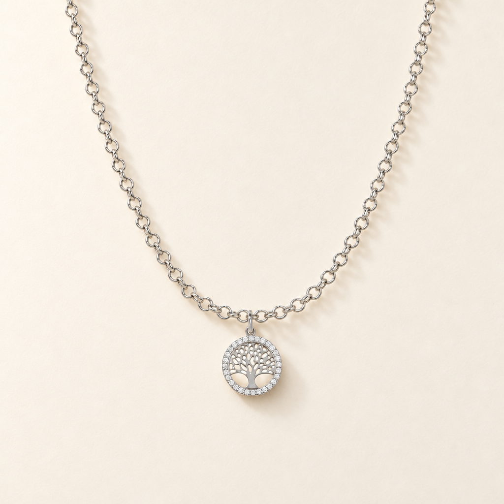 Collana Rolò con Albero della Vita in Oro Bianco | Facco Gioielli