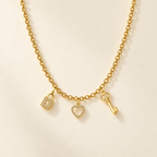 Collana Rolò con Lucchetto, Cuore e Chiave in Oro Giallo | Facco Gioielli