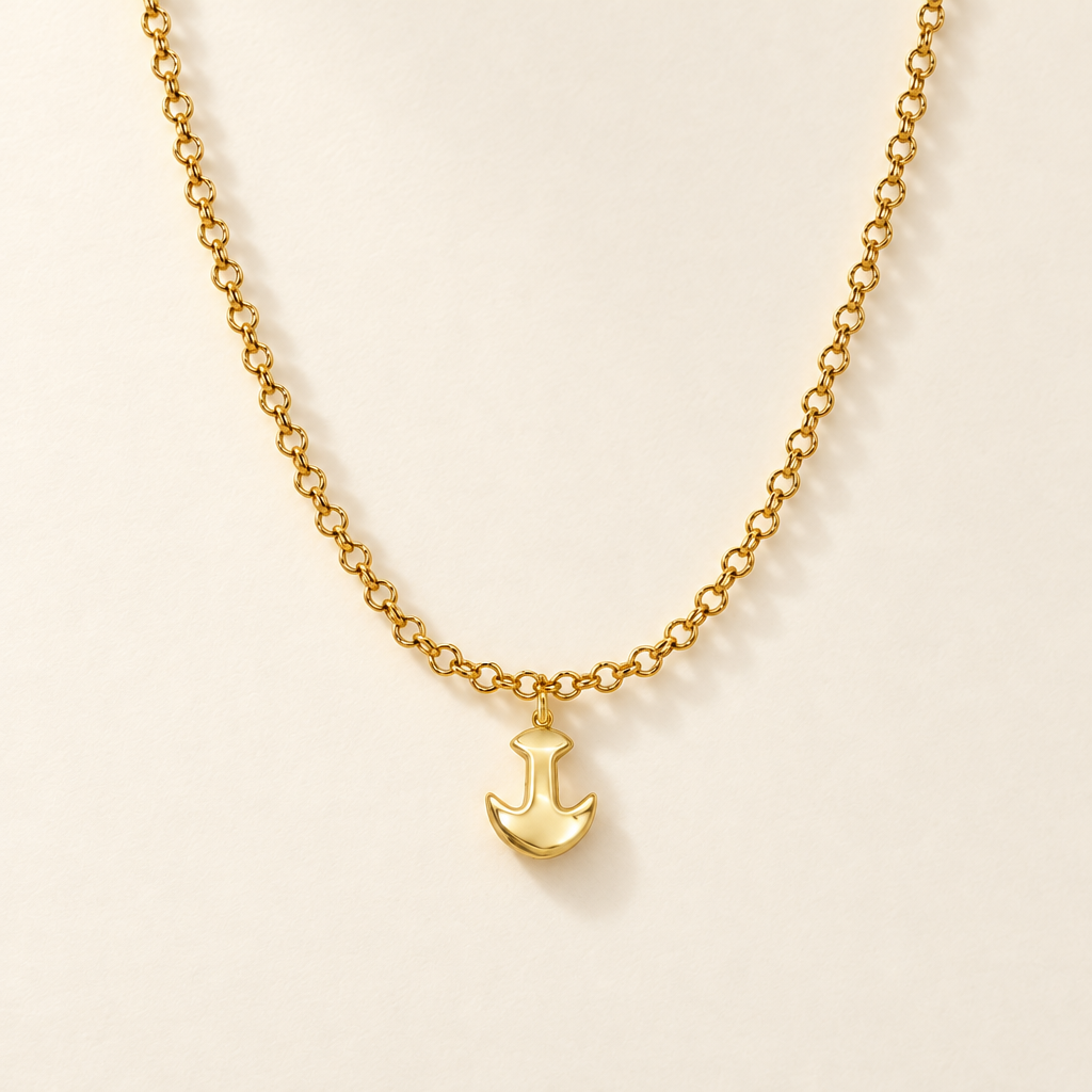 Collana Rolò con Ancora in Oro Giallo | Facco Gioielli