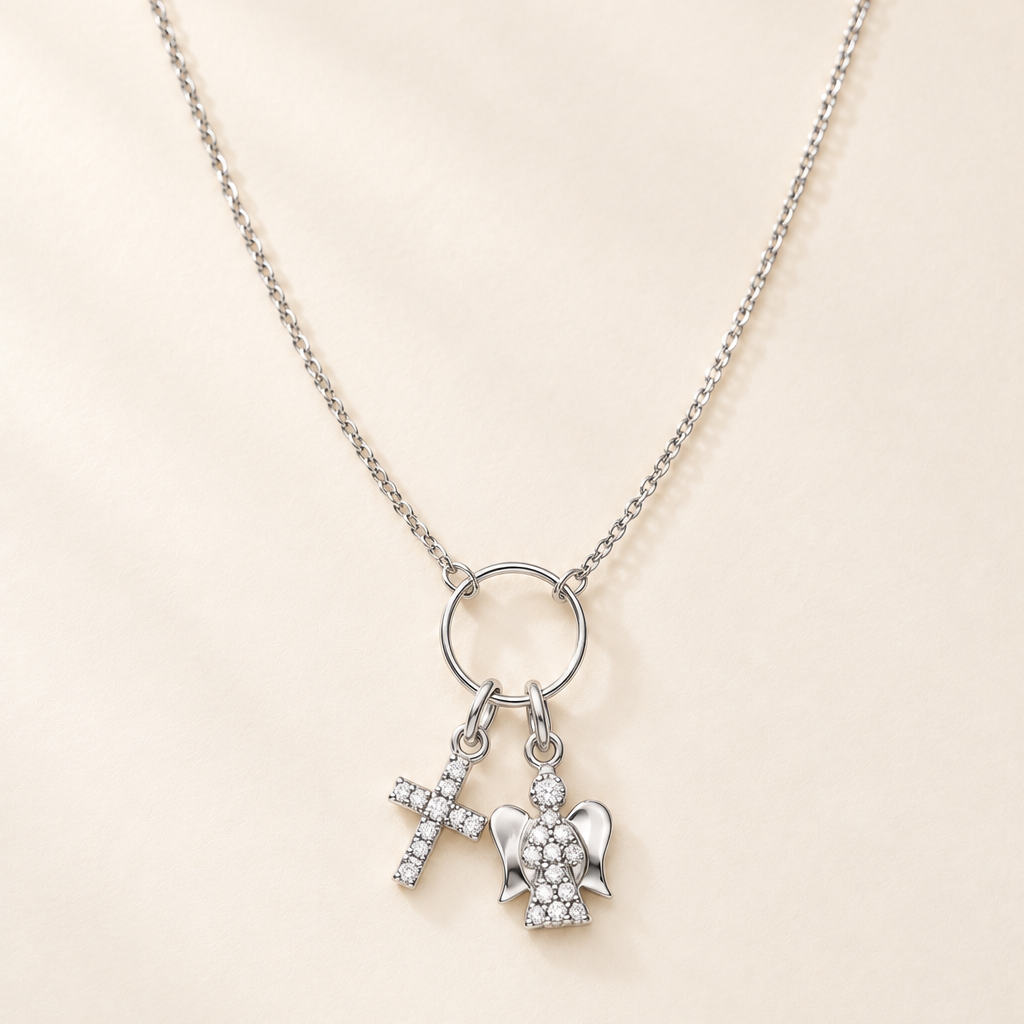 Collana Croce e Angelo in Oro