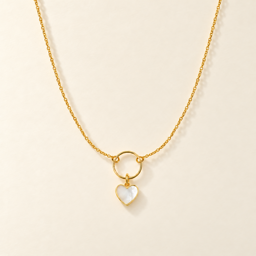 Collana con Ovale e Cuore di Madreperla in Oro Giallo | Facco Gioielli