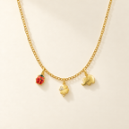 Collana Fancy con Coccinella, Quadrifoglio ed Elefantino in Oro Giallo | Facco Gioielli