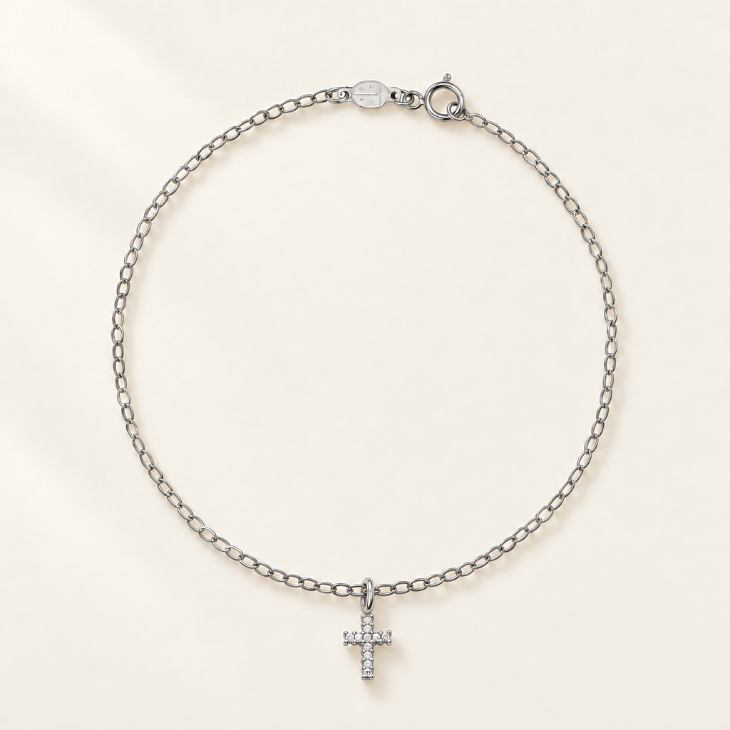Bracciale Fancy con Croce in Oro Bianco | Facco Gioielli
