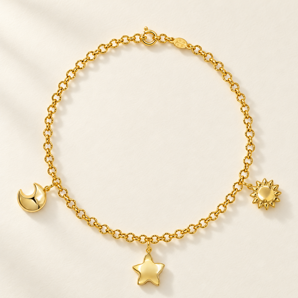 Bracciale Rolò con Luna, Stella e Sole in Oro Giallo | Facco Gioielli