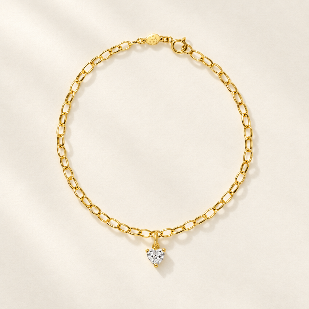 Bracciale Velovale con Cuore in Oro Giallo | Facco Gioielli