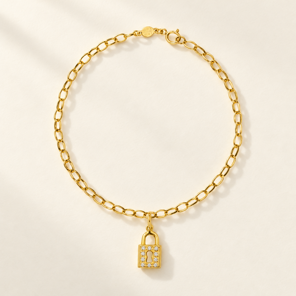 Bracciale Velovale con Lucchetto in Oro Giallo | Facco Gioielli