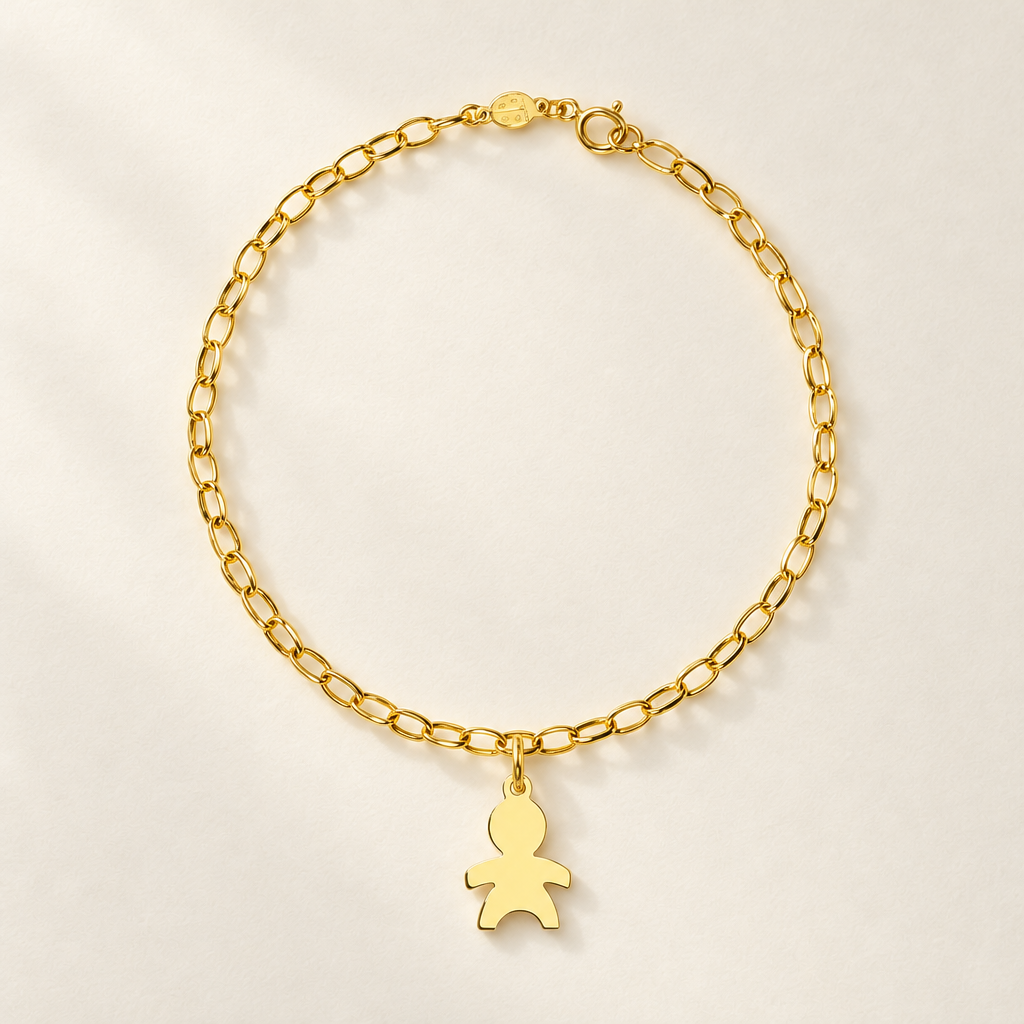 Bracciale Velovale con Bambino in Oro Giallo | Facco Gioielli