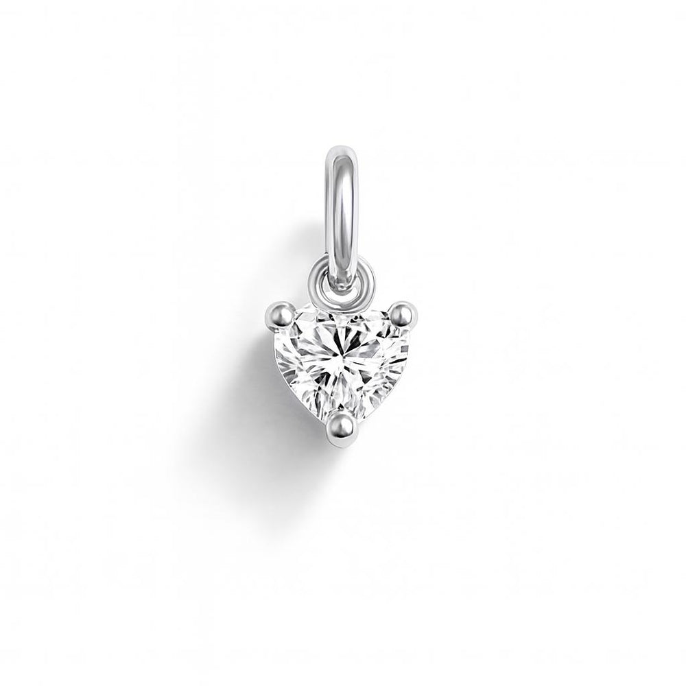 Charm Cuore in Oro Bianco e Zirconi