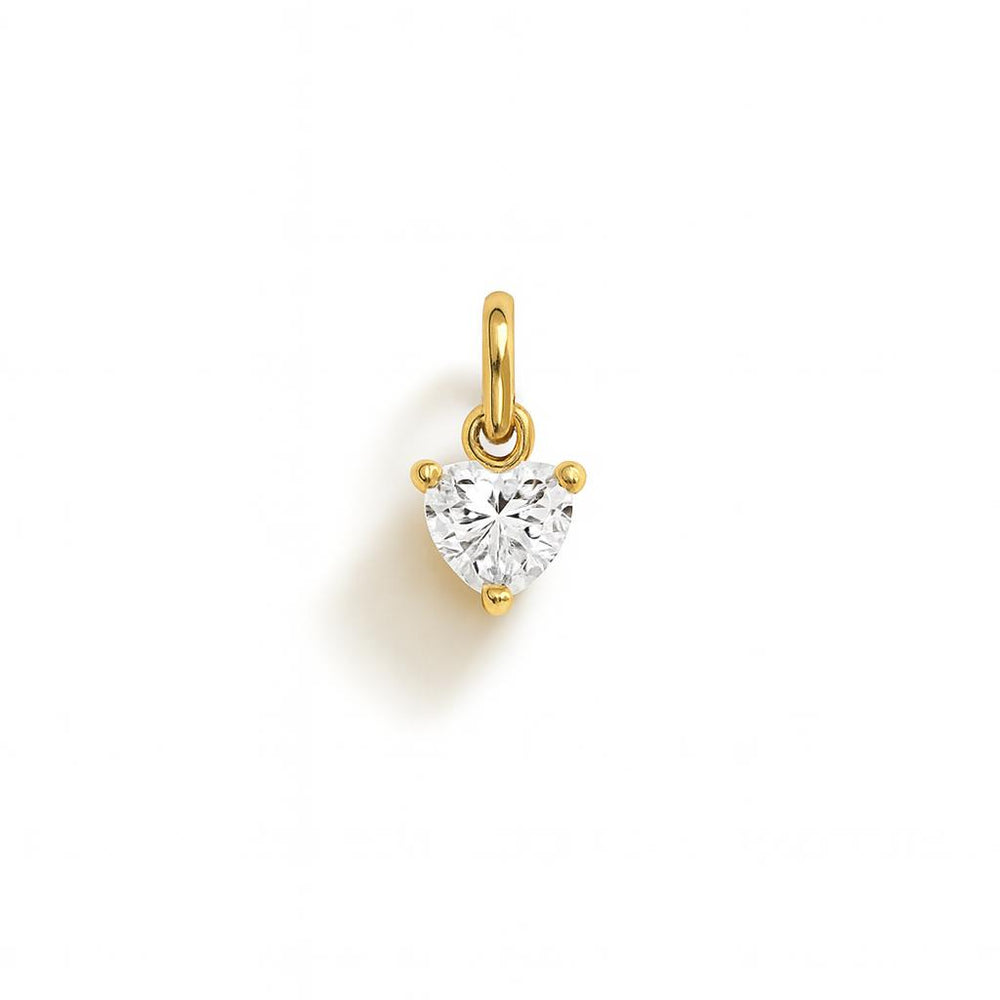 Charm Cuore in Oro Giallo e Zirconi