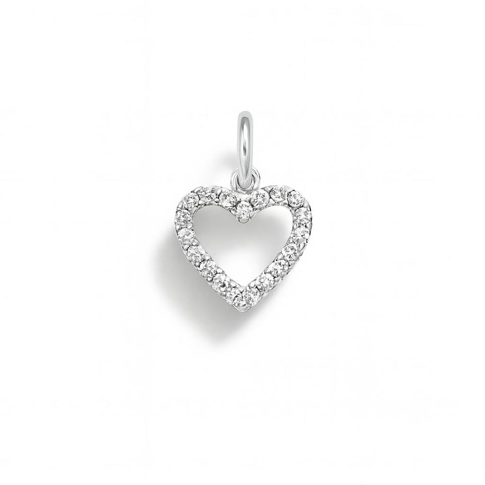 Charm Cuore in Oro Bianco e Zirconi