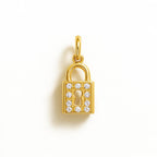 Charm Lucchetto in Oro Giallo e Zirconi
