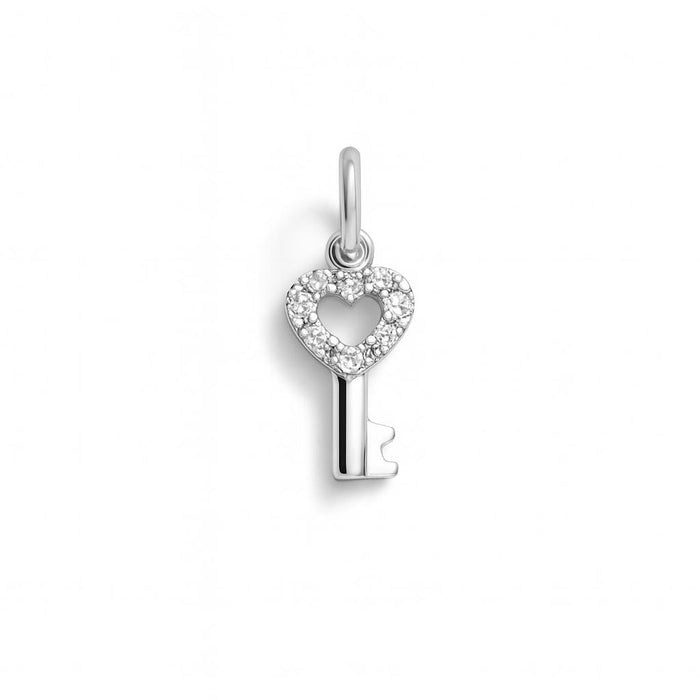 White Gold Key Charm with Zirconia