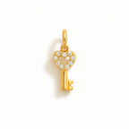 Charm Chiave in Oro Giallo e Zirconi