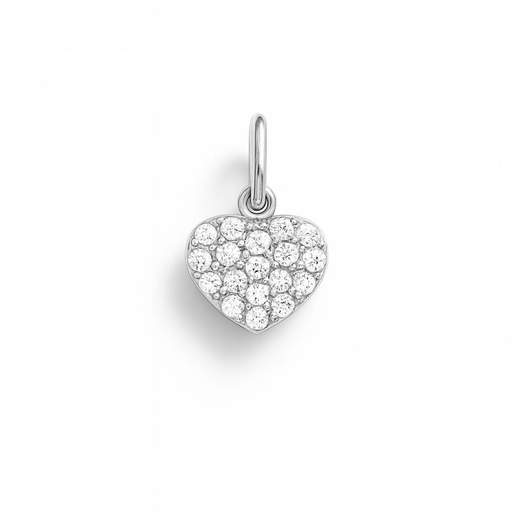 Charm Cuore in Oro Bianco e Zirconi