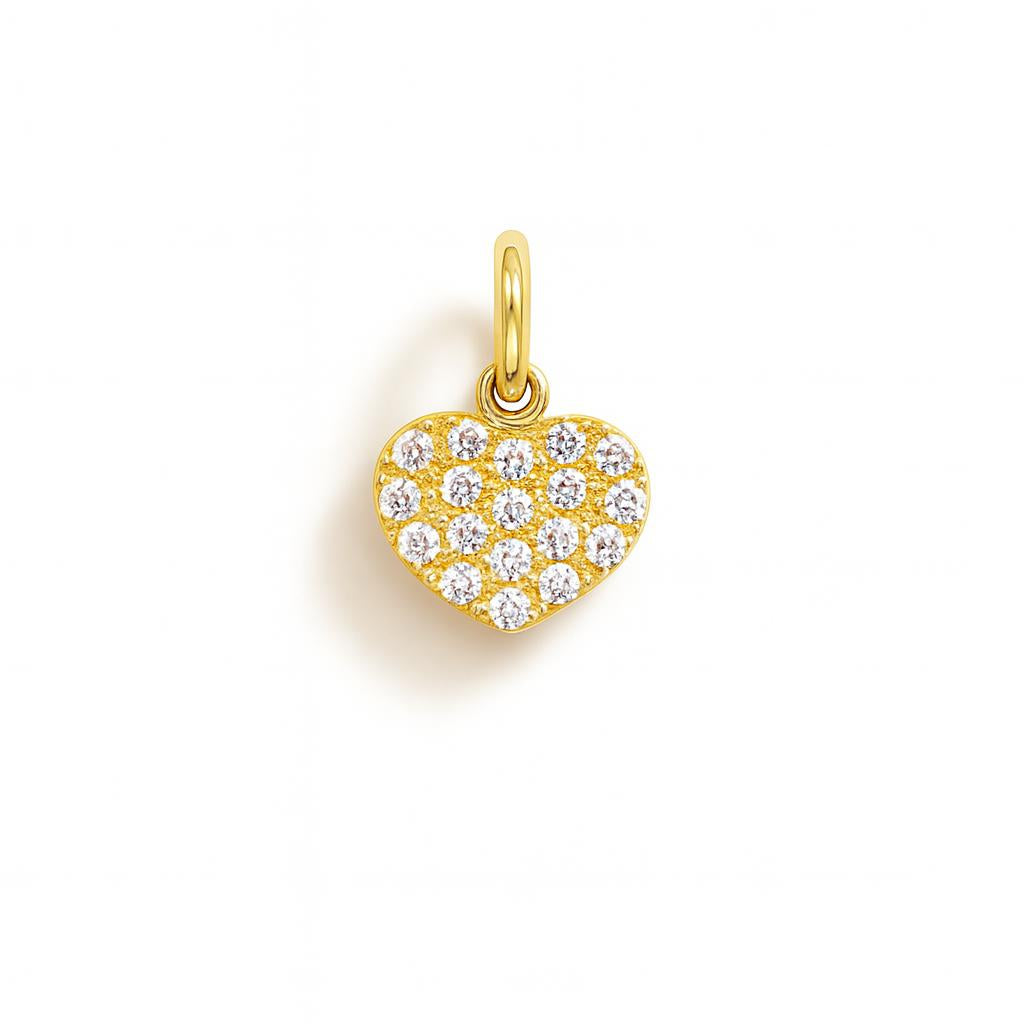 Charm Cuore in Oro Giallo e Zirconi