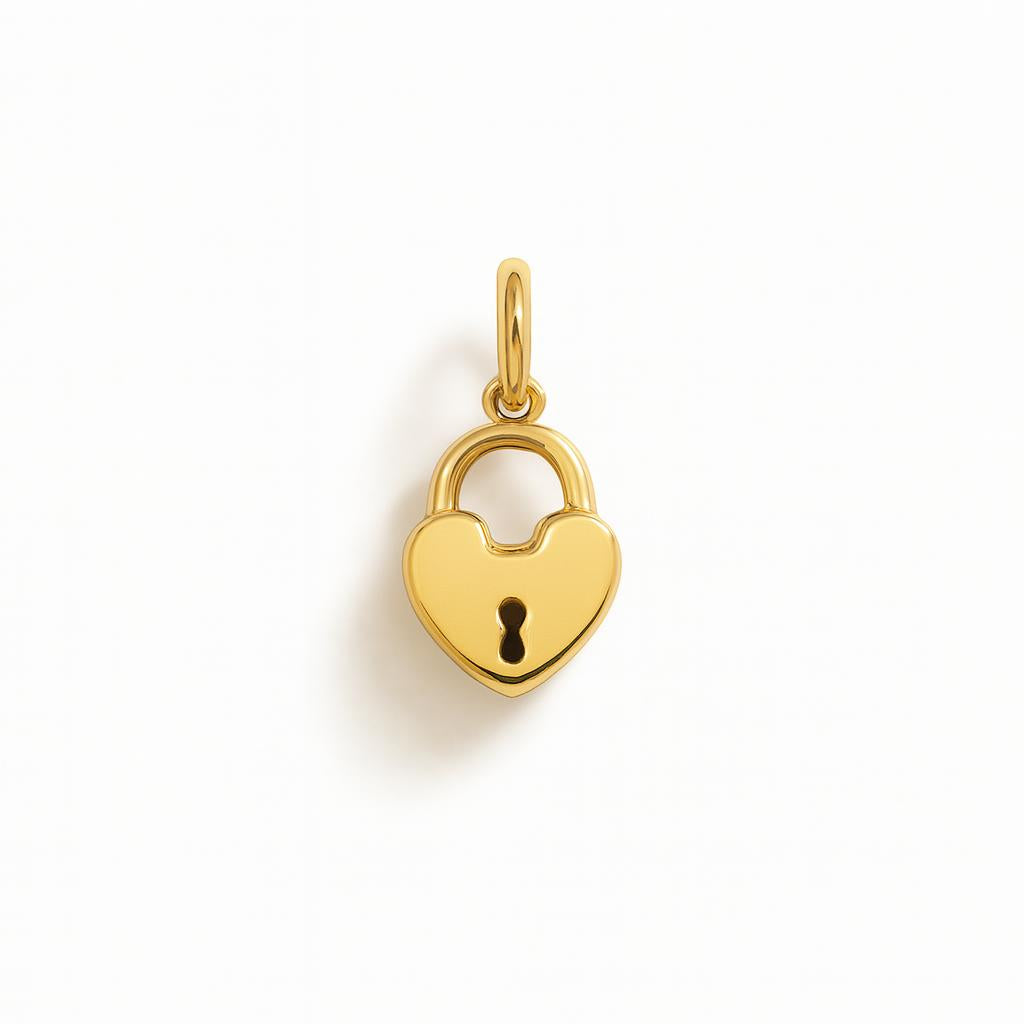 Yellow Gold Padlock Heart Charm
