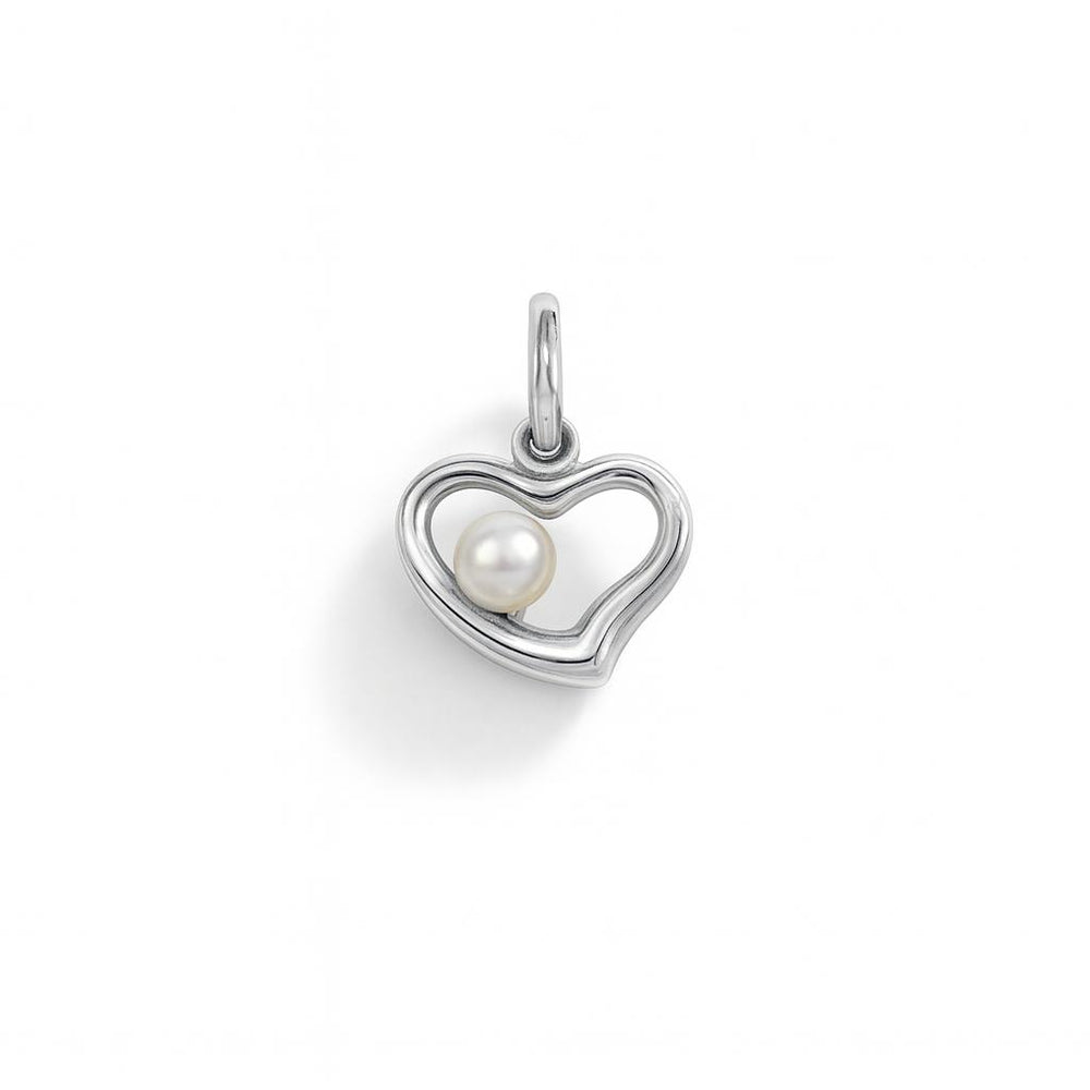 Charm Cuore in Oro Bianco e Perla