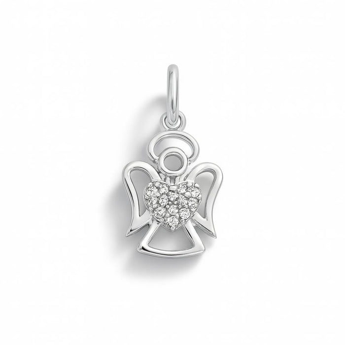 White Gold and Zirconia Angel Charm