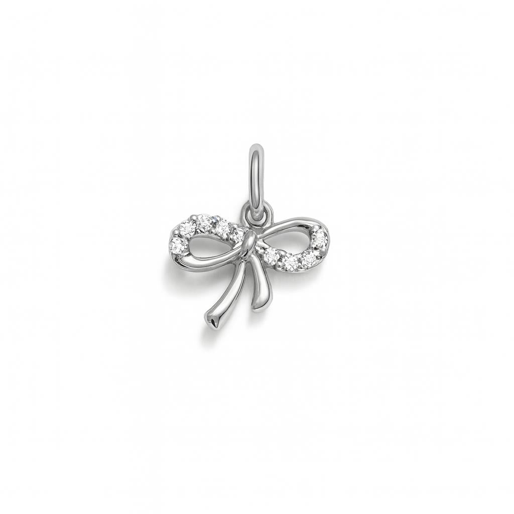 White Gold and Cubic Zirconia Bow Charm