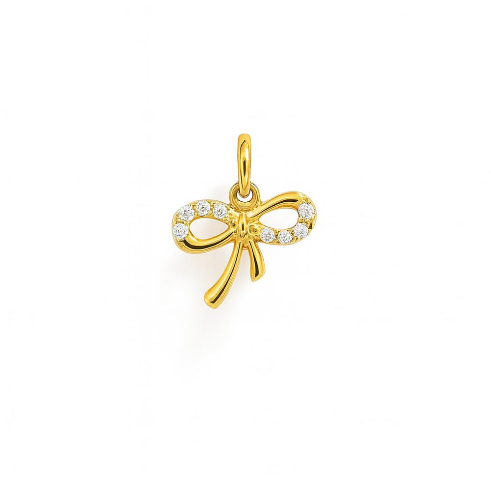 Charm Fiocco in Oro Giallo e Zirconi