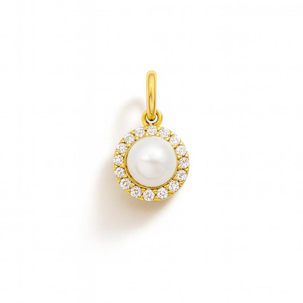 Charm Perla in Oro Giallo e Zirconi