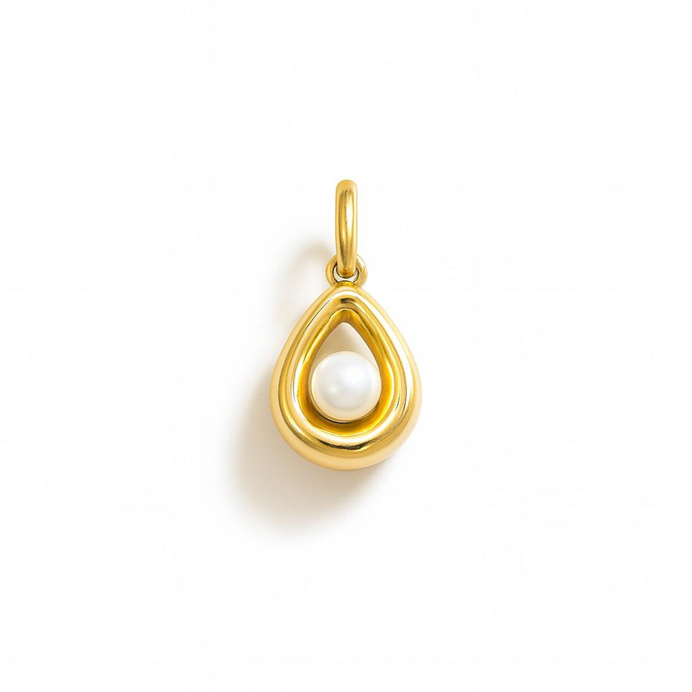 Yellow Gold and Pearl Drop Charm