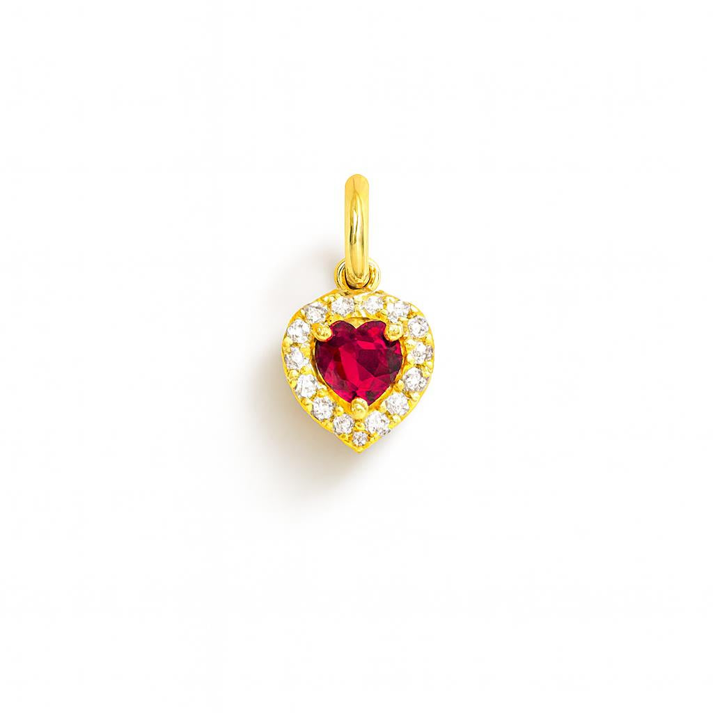Charm Rubino in Oro Giallo e Zirconi