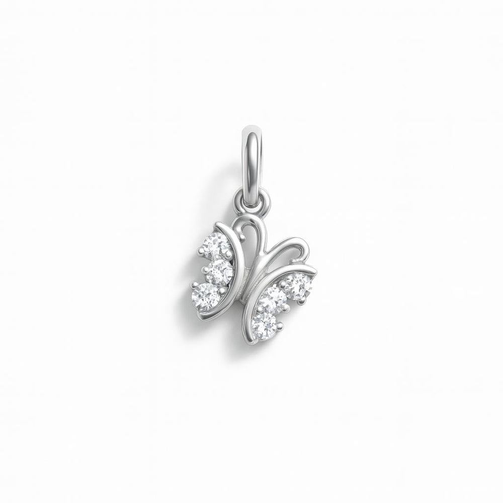 Charm Mariposa en Oro Blanco y Circonitas