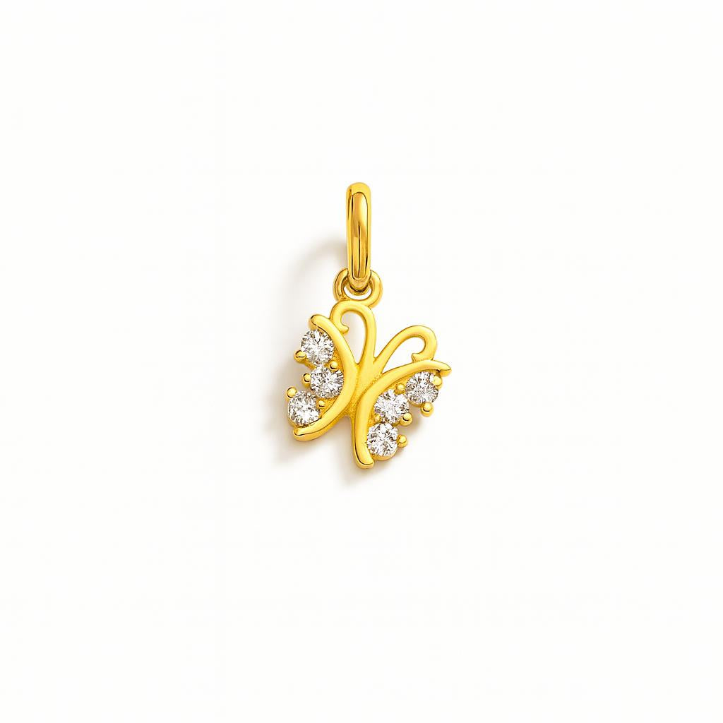 Charm Farfalla in Oro Giallo e Zirconi