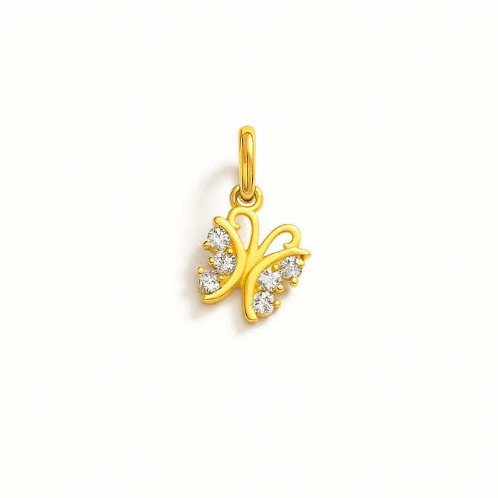 Charm Farfalla in Oro Giallo e Zirconi