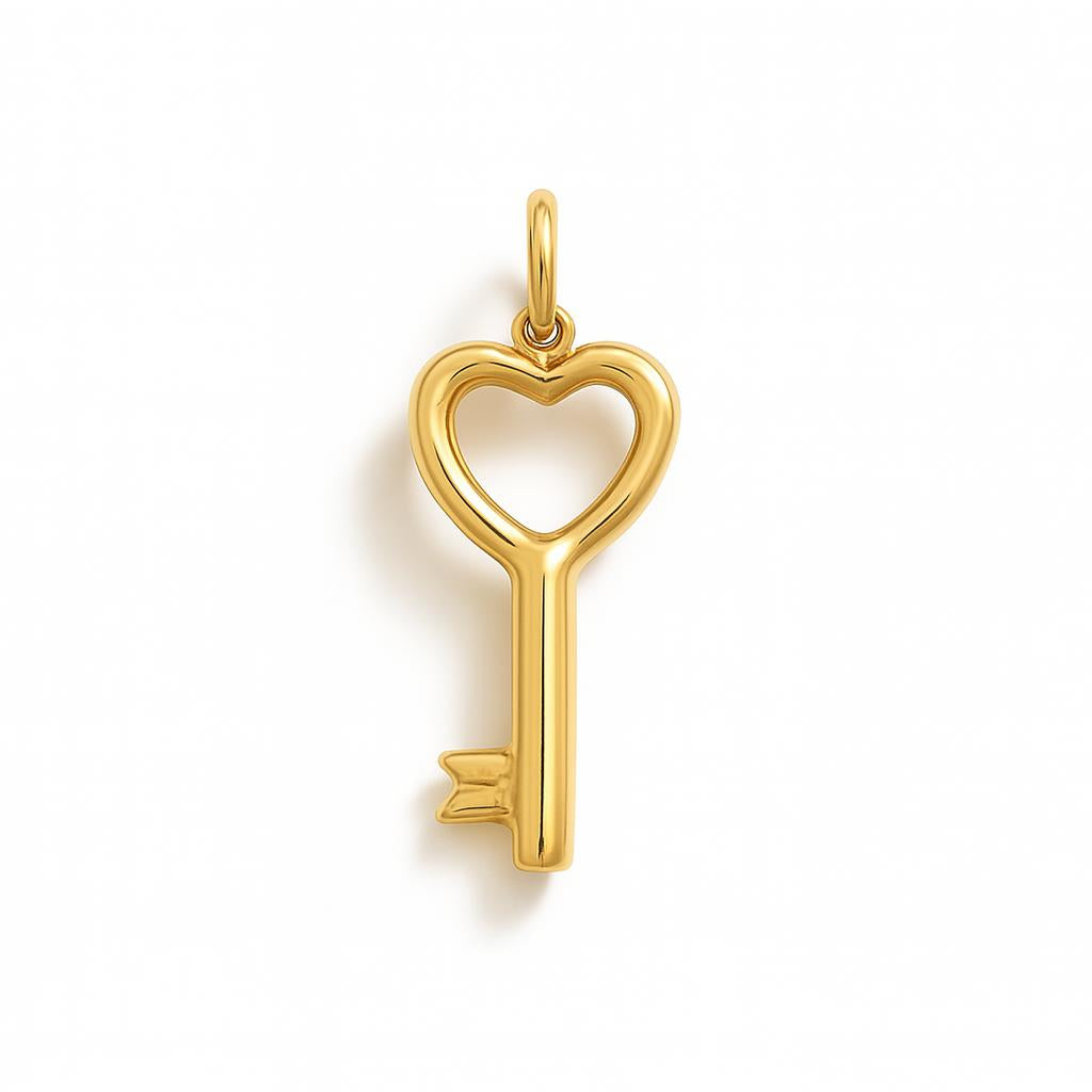 Charm Llave Corazón en Oro Amarillo