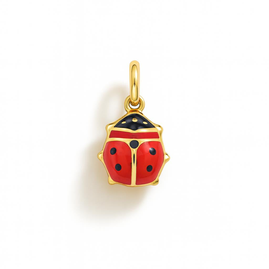 Charm Coccinella in Oro Giallo e Smalto Rosso
