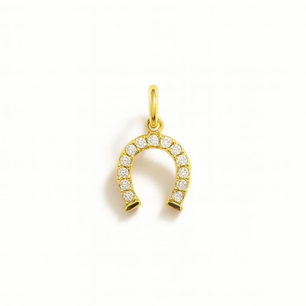 Charm Herradura en Oro Amarillo y Circonitas