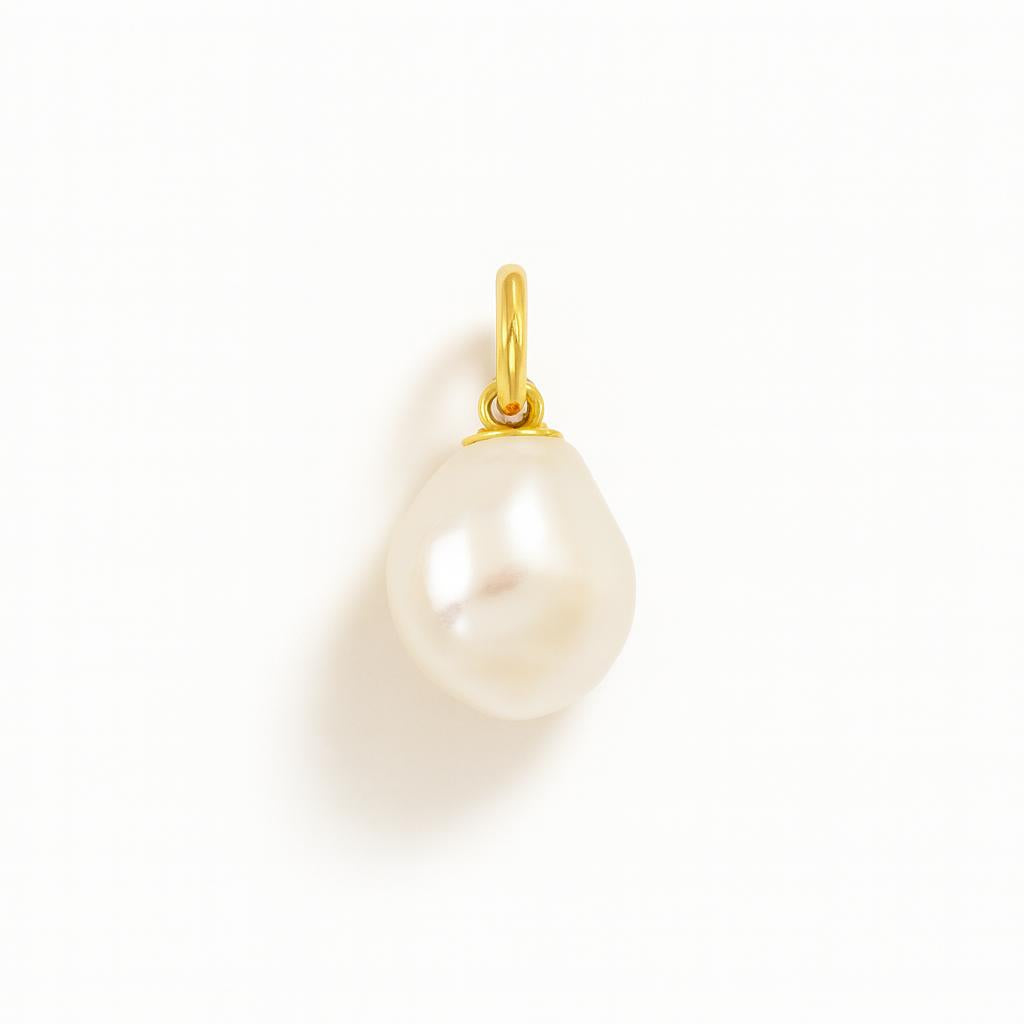 Yellow Gold Pearl Charm