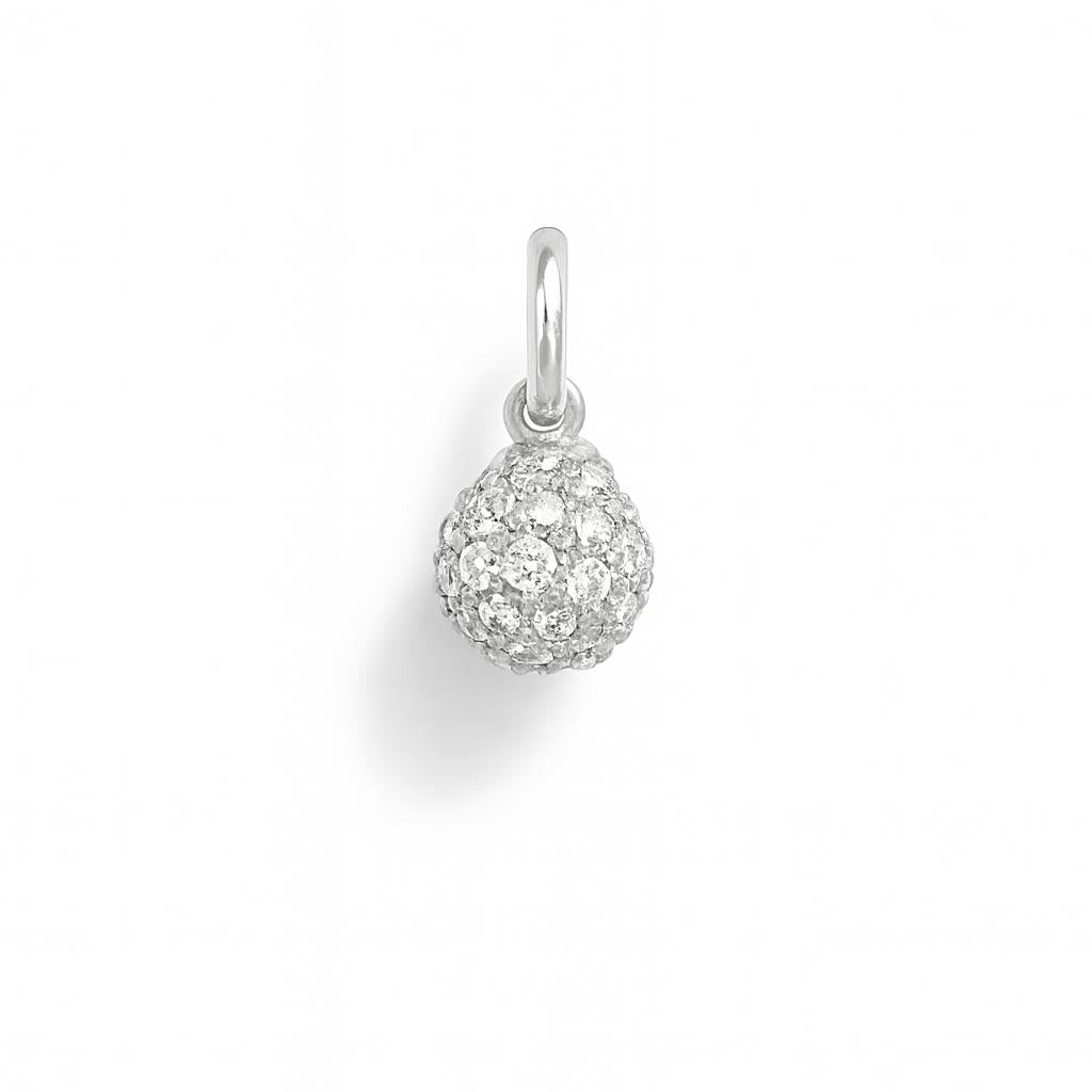Charm Esfera en Oro Blanco y Circonitas