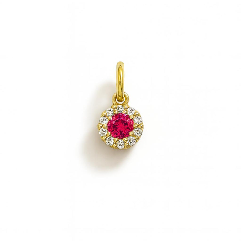 Charm Rubino in Oro Giallo e Zirconi