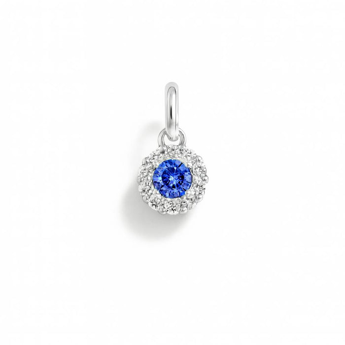 Sapphire Charm in White Gold and Cubic Zirconia