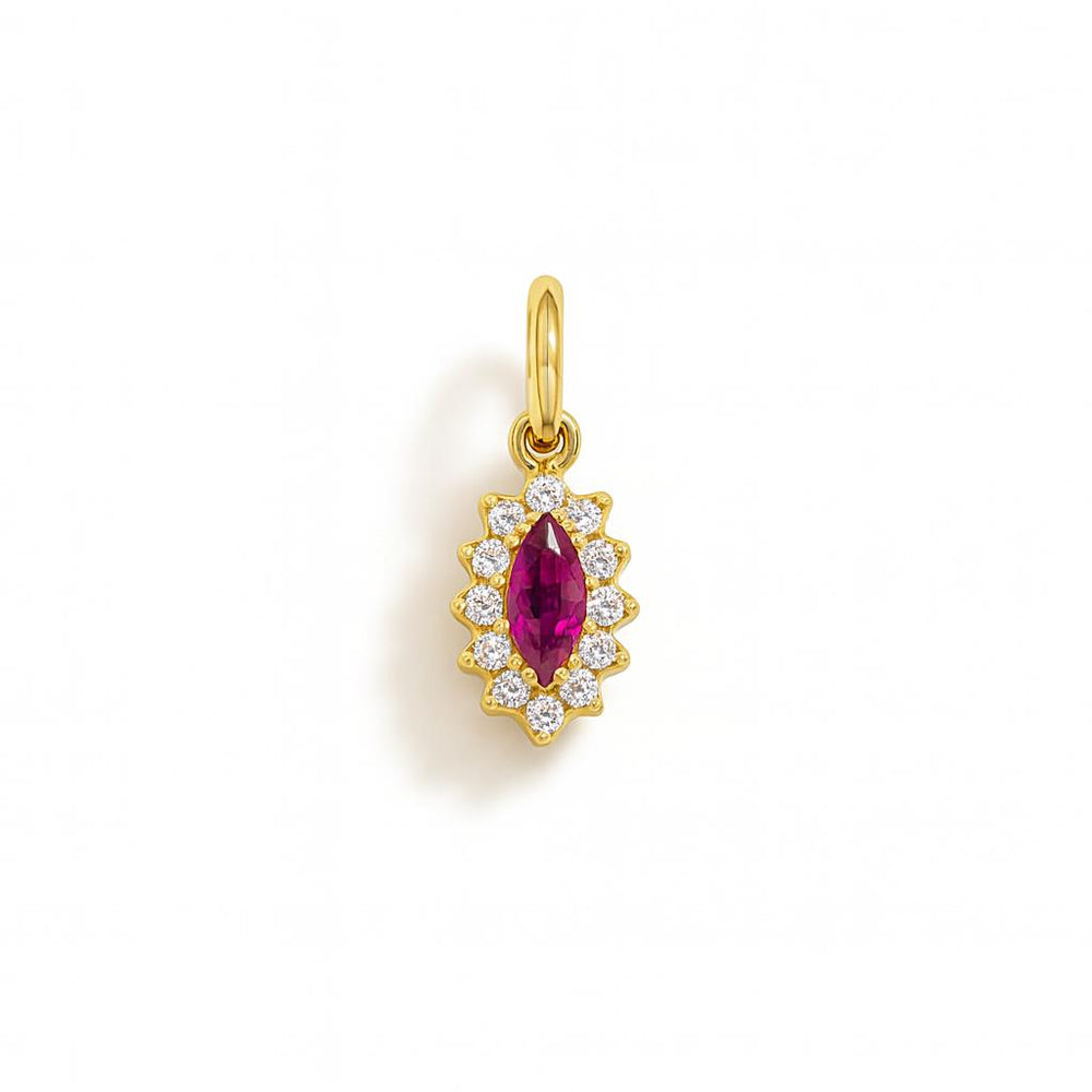Charm Rubino in Oro Giallo e Zirconi