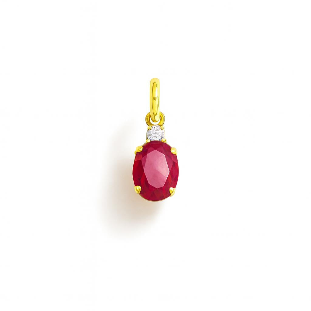 Charm Rubí en Oro Amarillo y Circonitas