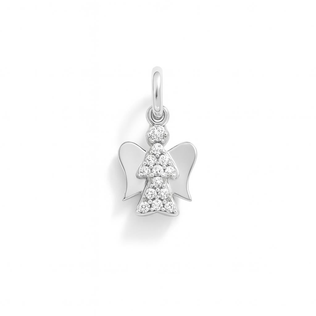 White Gold and Cubic Zirconia Angel Charm