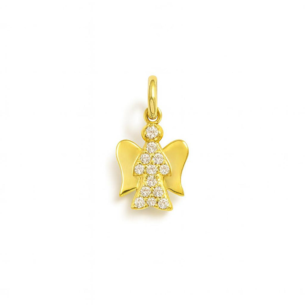 Charm Angelo in Oro Giallo e Zirconi