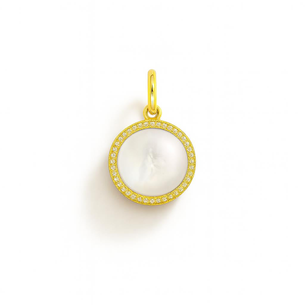 Yellow Gold and Mother-of-Pearl Circle Charm